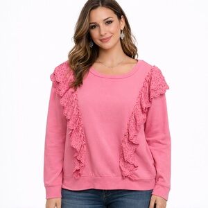 Lily Pulitzer Pink Ruffled Sweatshirt. EUC